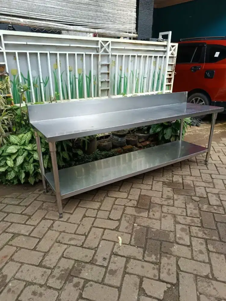 meja stainless 200 x 60 x 85 backpass