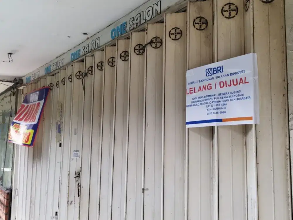 Dijual via lelang ruko manukan kulon cocok buat usaha dan inves