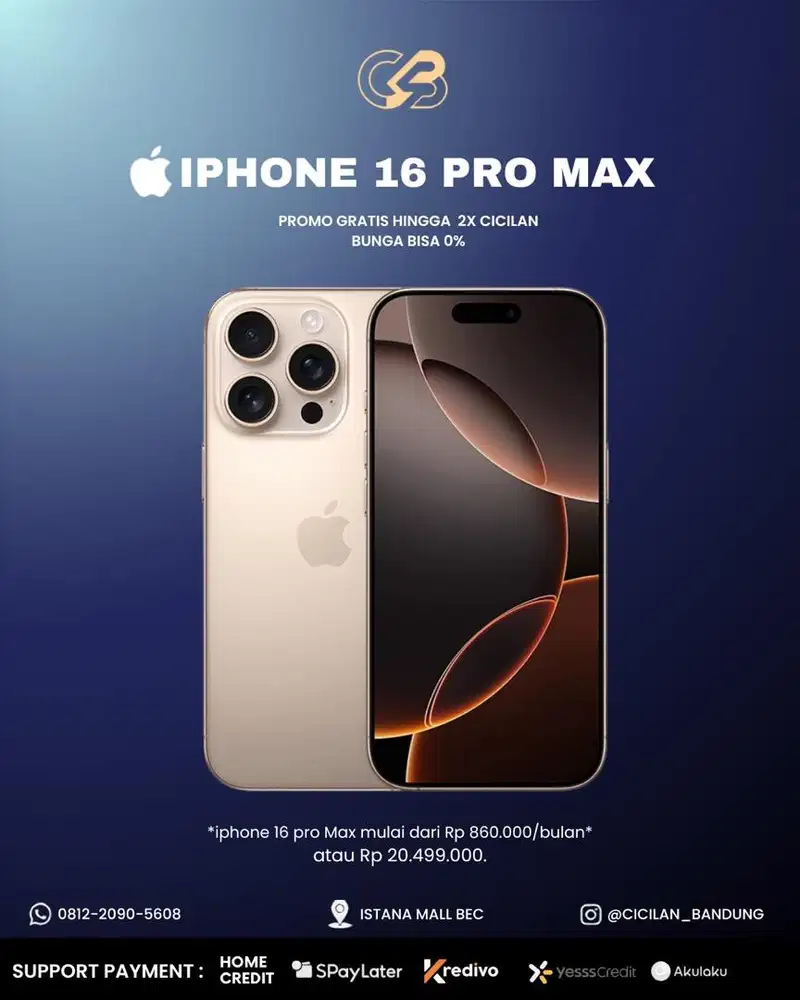 Cash Kredit Iphone 16 Promax promo handphone 0% gratis 1x cicilan
