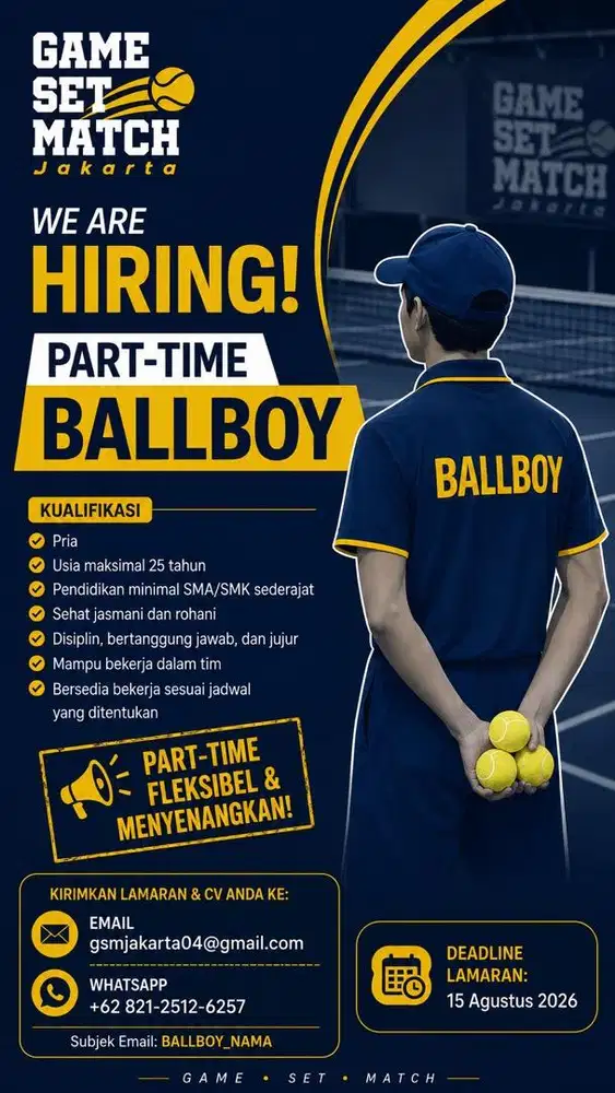 Lowongan Kerja Part-Time Ballboy Coach/Sparring