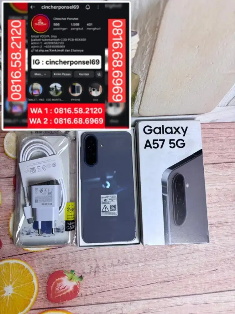 Jual hp likenew SAMSUNG A57 5g 12/256 ISTIMEWA grns juni 2027