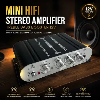 Mini HiFi Stereo Amplifier Treble Bass Booster 12V