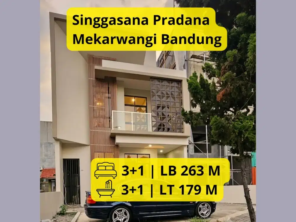 Turun Harga ! Dijual Rumah Baru 2 Lantai di Singgasana Pradana Mekarwangi Bandung LT 179 m² | LB 263 m² | 3+1 KT | SHM & PBG