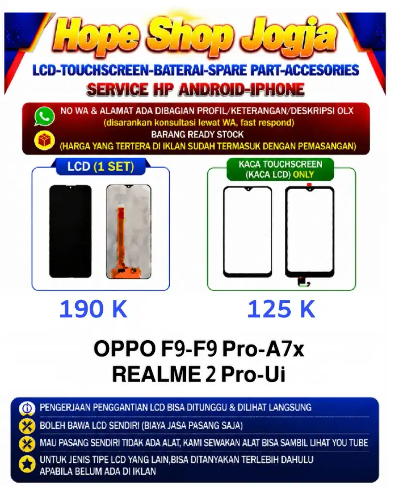 Touchscreen-Baterai-Lcd OPPO F9-F9 Pro-A7x
REALME 2 Pro-Ui