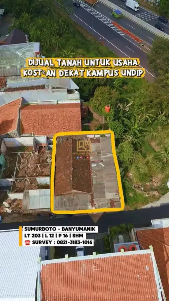 Dijual tanah bonus bangunan dekat undip, cocok untuk kost2an
