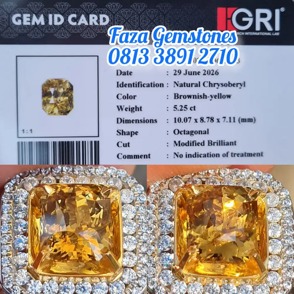 HQ Super Quality Natural Chrysoberyl, Perfect Cut, Sparkling Luster