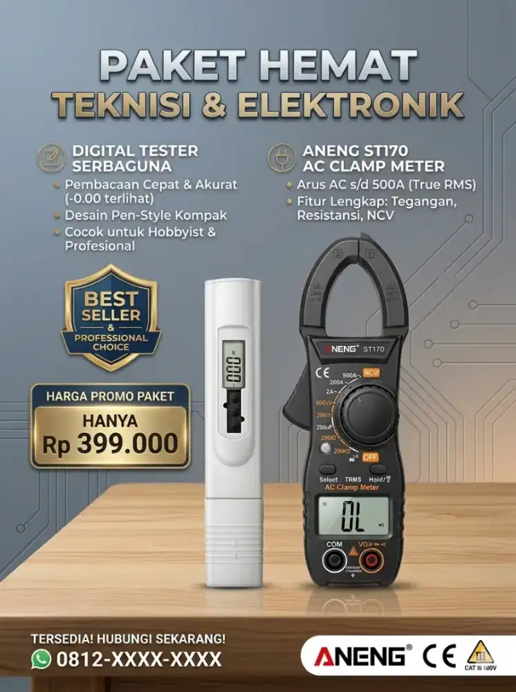 Alat Ukur Digital Tang Ampere ANENG ST170 & Digital Tester Pen