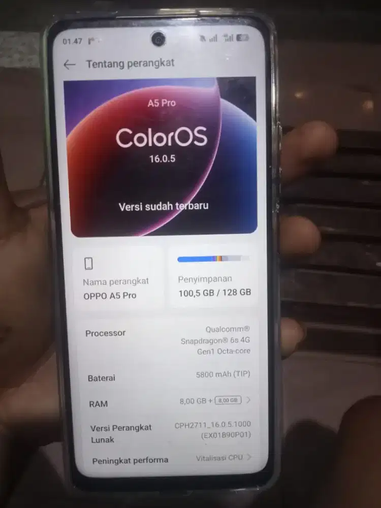 Hp OPPO A5pro Ram 8+8/128 Internal