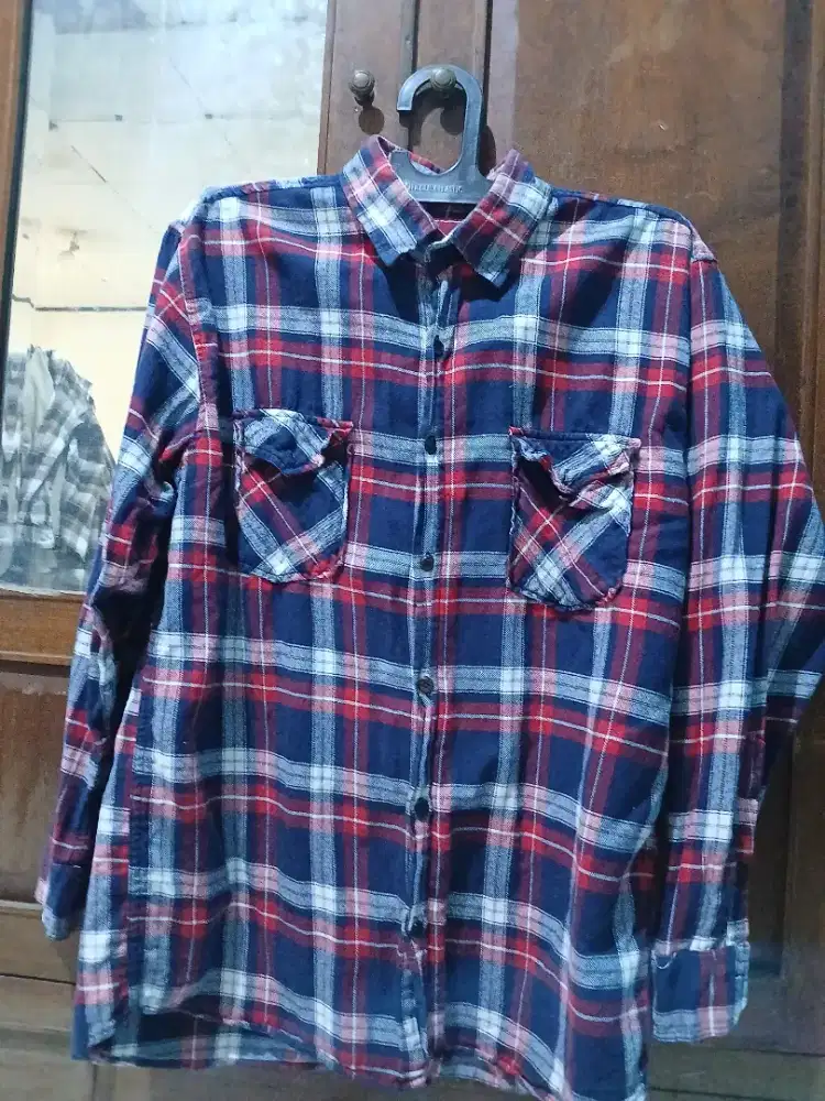 kemeja panjang flanel motif kotak kotak