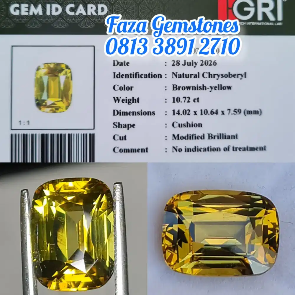 Kolektor item, Jewelry Quality Natural Chrysoberyl, Clean, Super Glass