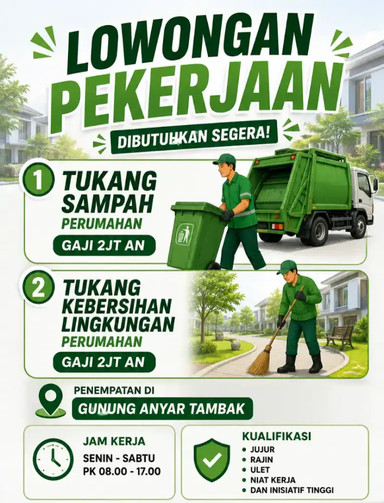 DiCari Tukang Sampah dan Tukang Bersih2 Jalan Perumahan