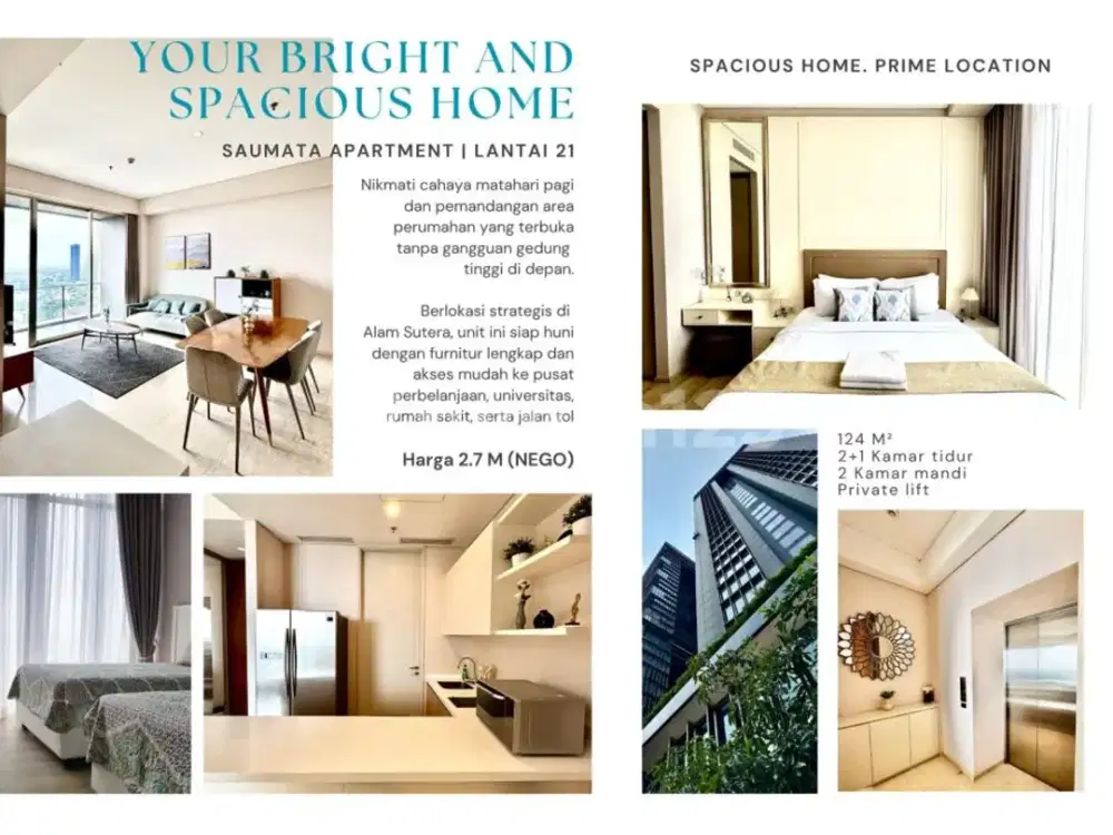 Dijual Muraah Apt Saumata Lantai 21 Full Furnished