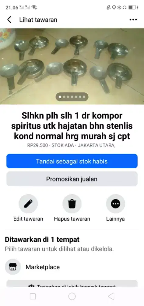 Slhkn plh slh 1 dr kompor khusus spiritus utk hajatan kond normal