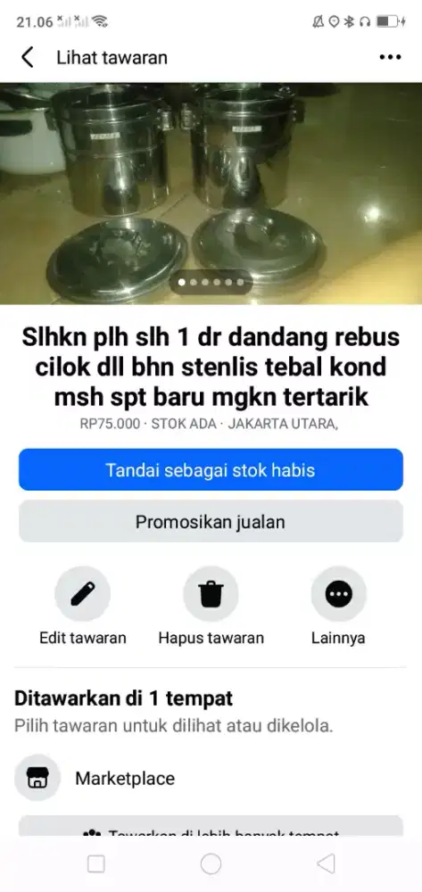 Slhkn plh slh 1 dr dandang rebus cilok dll bhn stenlis kond spt baru