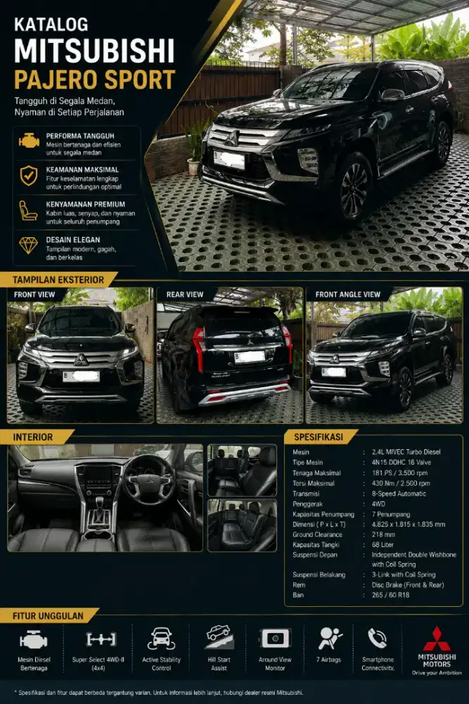 For sale all new pajero sport dakar 2x4 diesel 2023 akhir