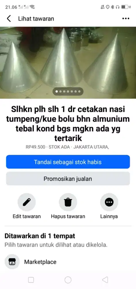 Slhkn plh slh 1 dr cetakan kue kerucut bhn almunium kond normal murah
