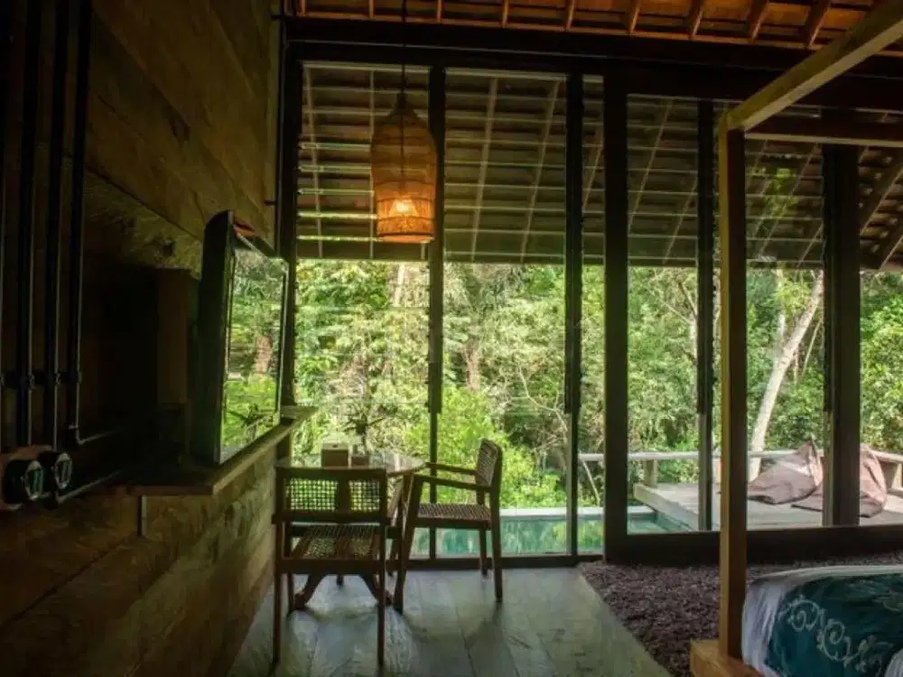 Modern Tropical Villa With Forest And River View Di Ubud - Thumbnail 5