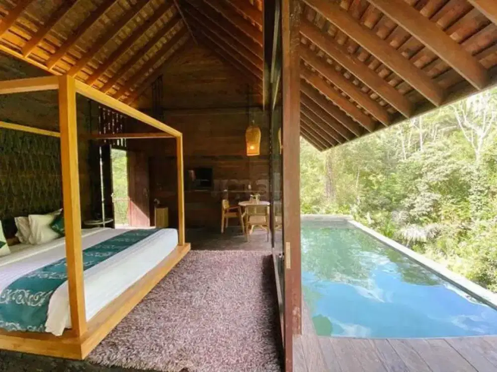 Modern Tropical Villa With Forest And River View Di Ubud - Thumbnail 4