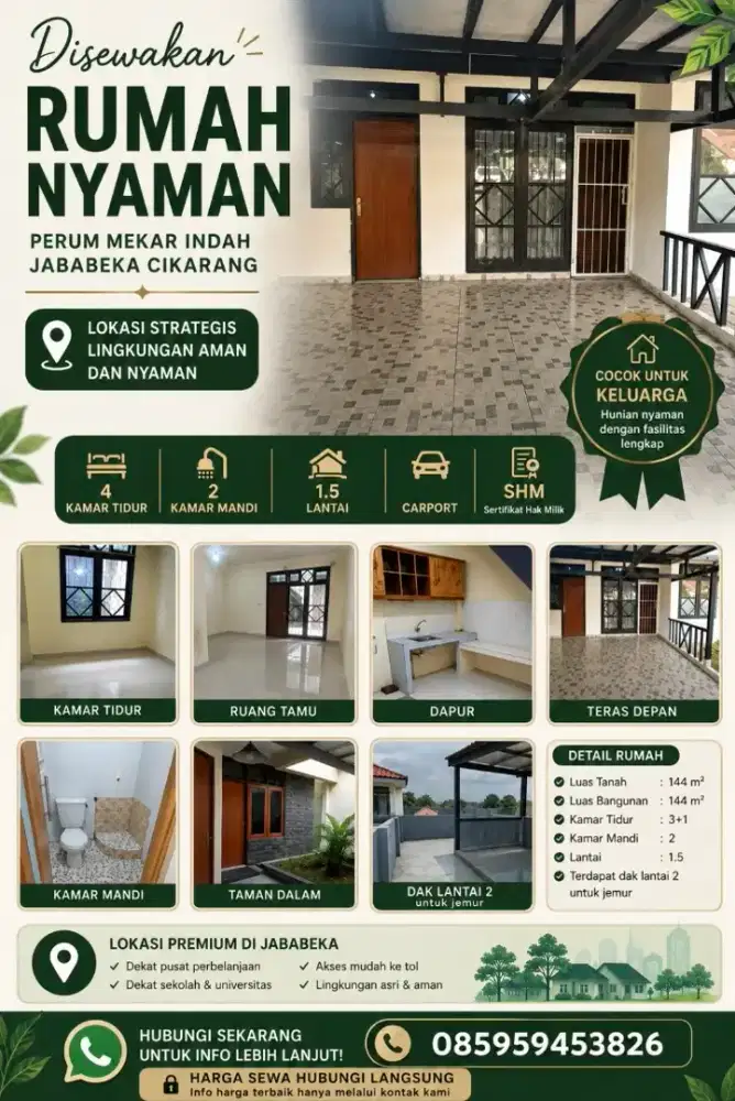 Disewakan Rumah Jababeka