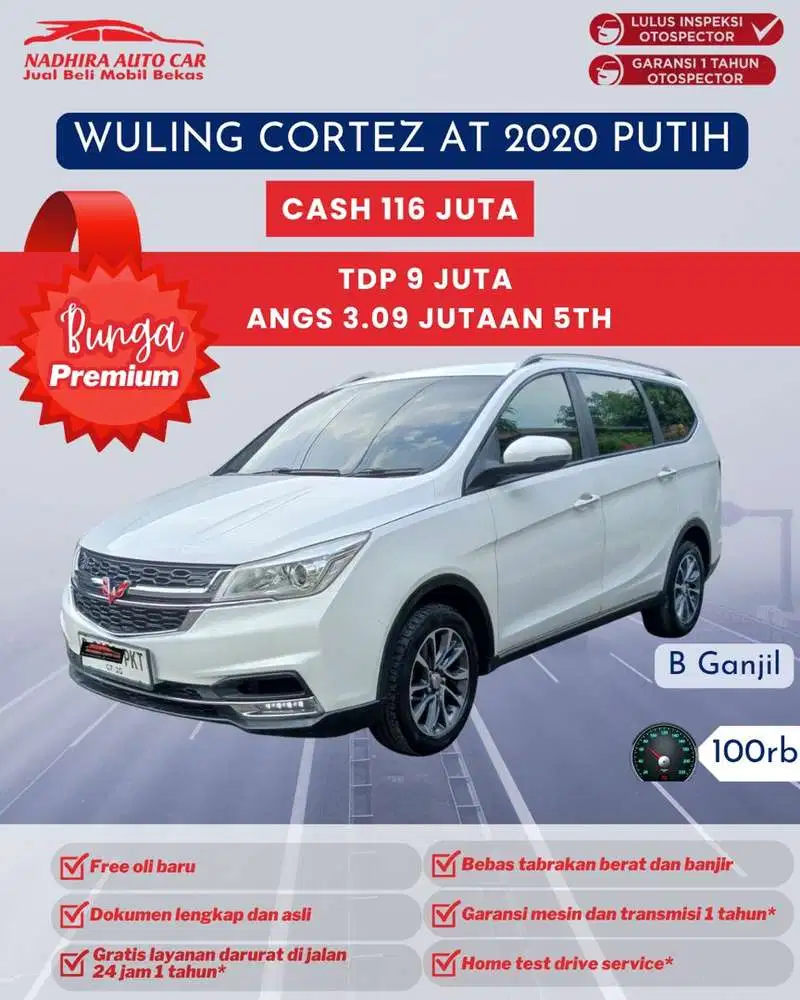 Angsuran Bunga Premium 3 Jutaan Wuling Cortez AT 2020 Putih