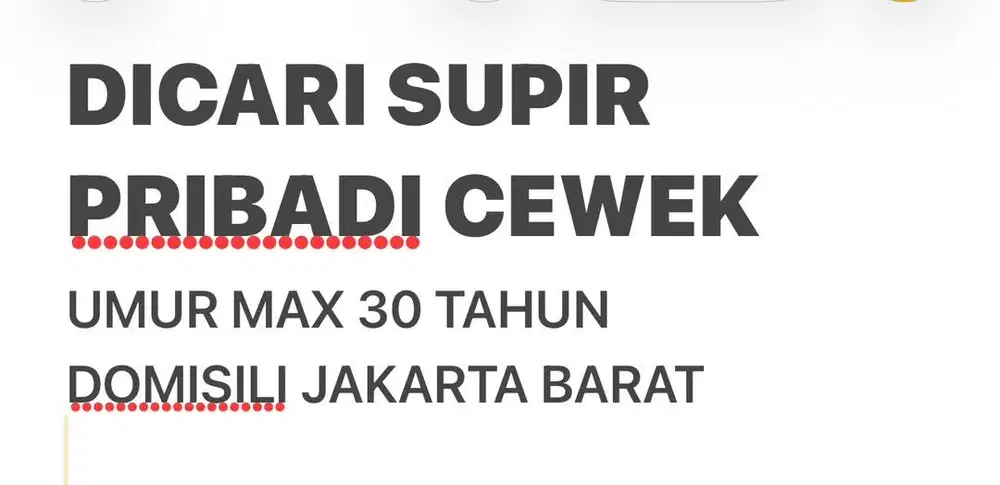 DICARI SUPIR PRIBADI WANITA