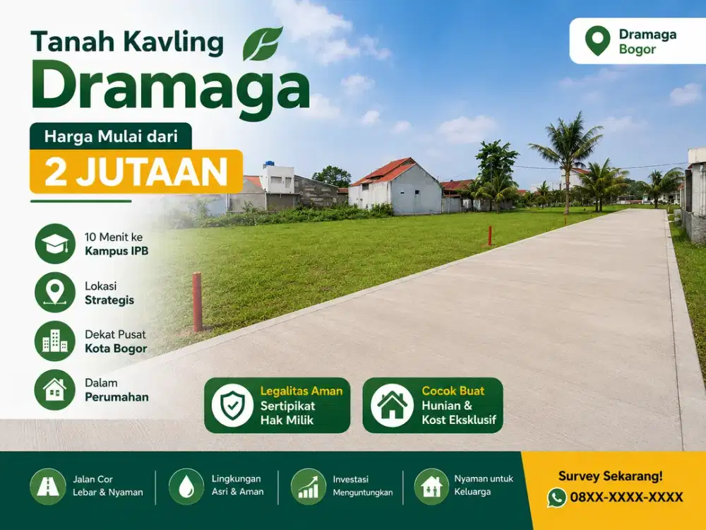 Tanah Kavling Dekat Kampus IPB, Cocok Bangun Kost, SHM