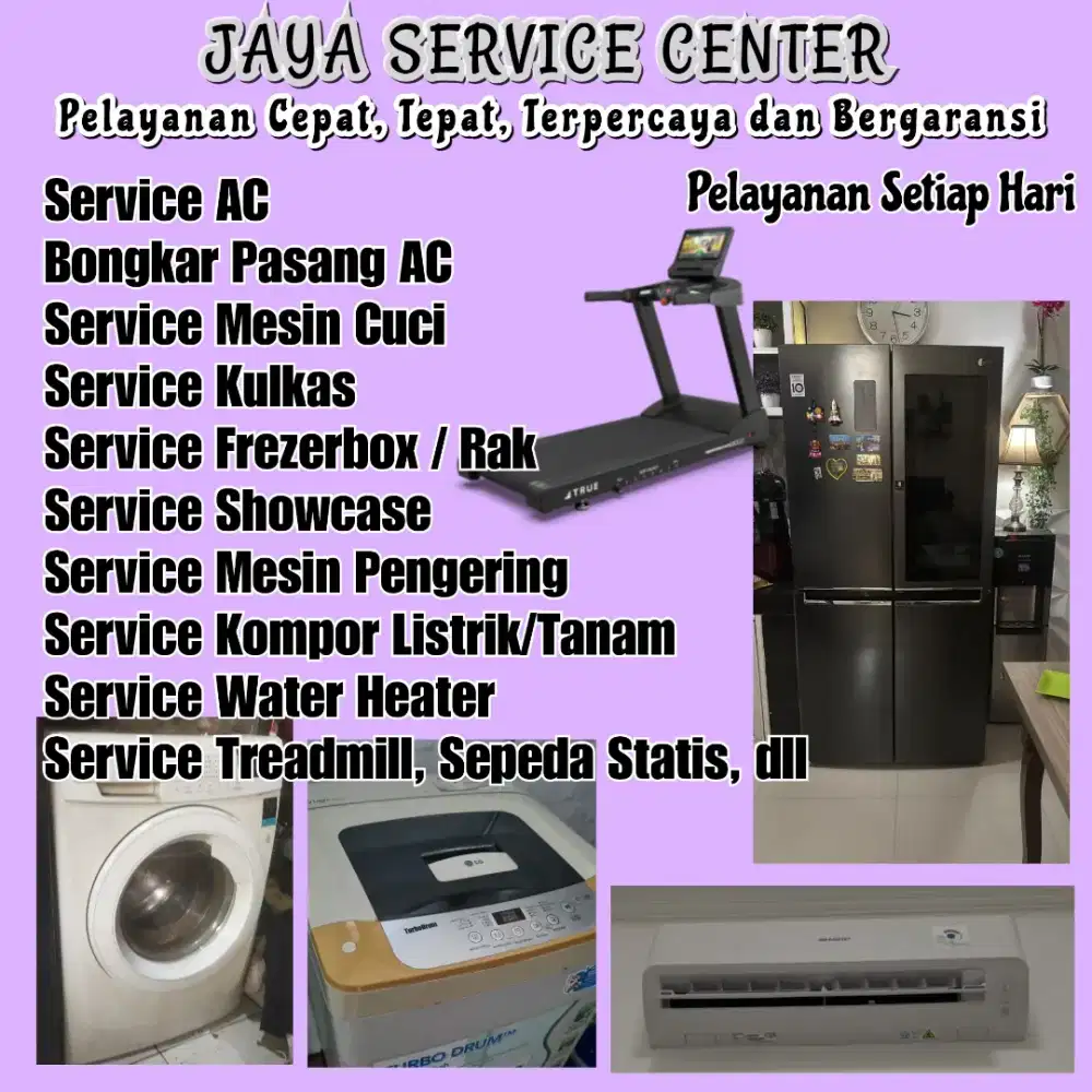 Service AC Kulkas Frezer Bongkar Pasang AC Servis Mesin Cuci Treadmill