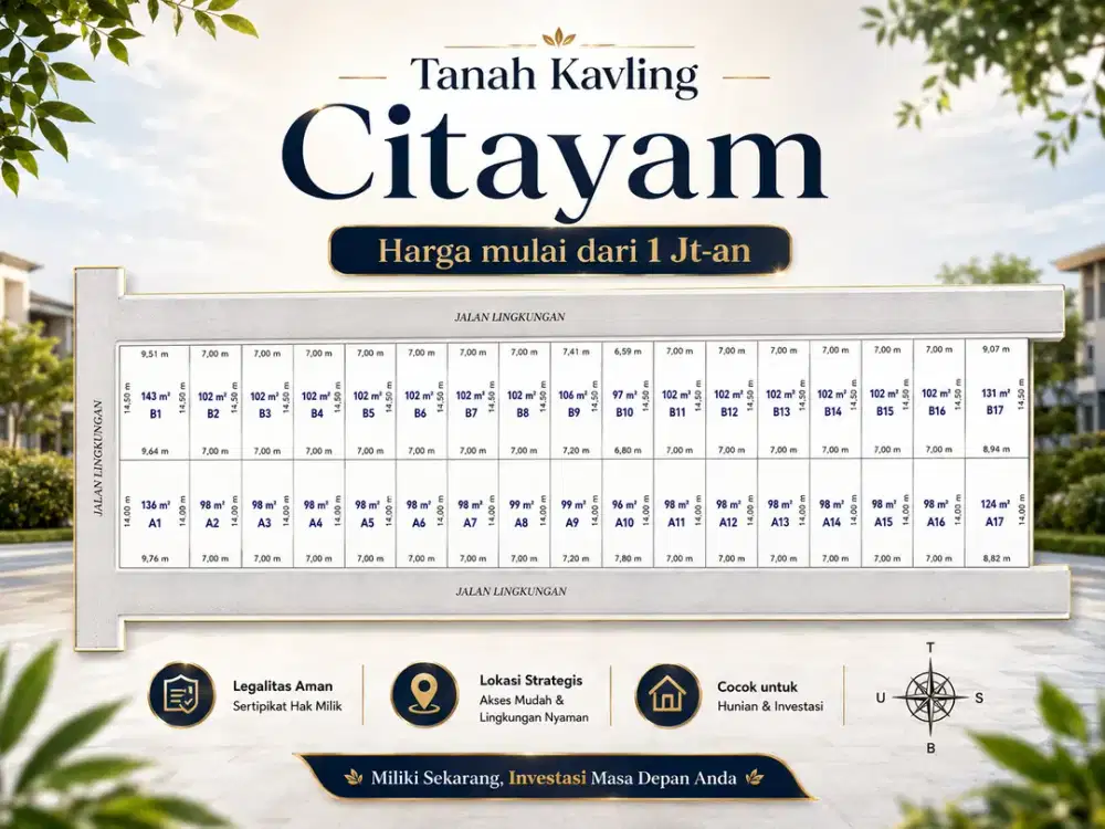 Tanah Murah Hanya 1 Jt-an, Dekat Stasiun Citayam, SHM