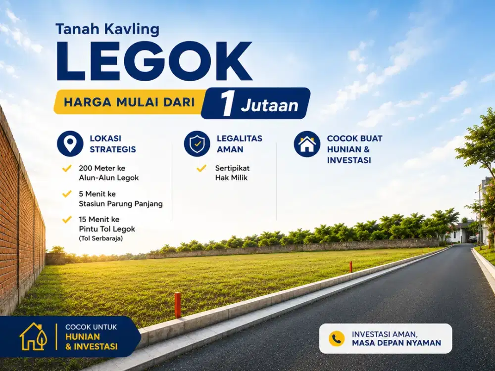 Kavling Tanah 1 Jt-an Dekat Alun-Alun Legok, SHM Terjamin