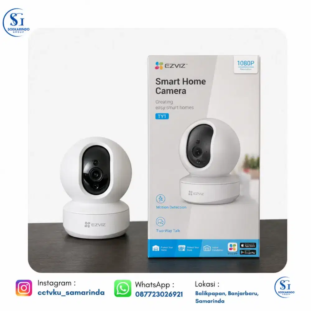PAKET PASANG SMART KAMERA CCTV MERK EZVIZ BISA BERPUTAR HARGA MURAH