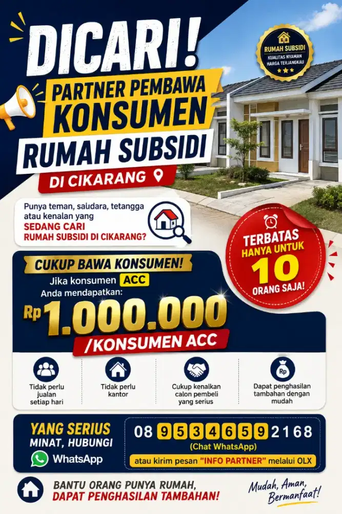 Dibutuhkan partner jual beli rumahsubsidi
