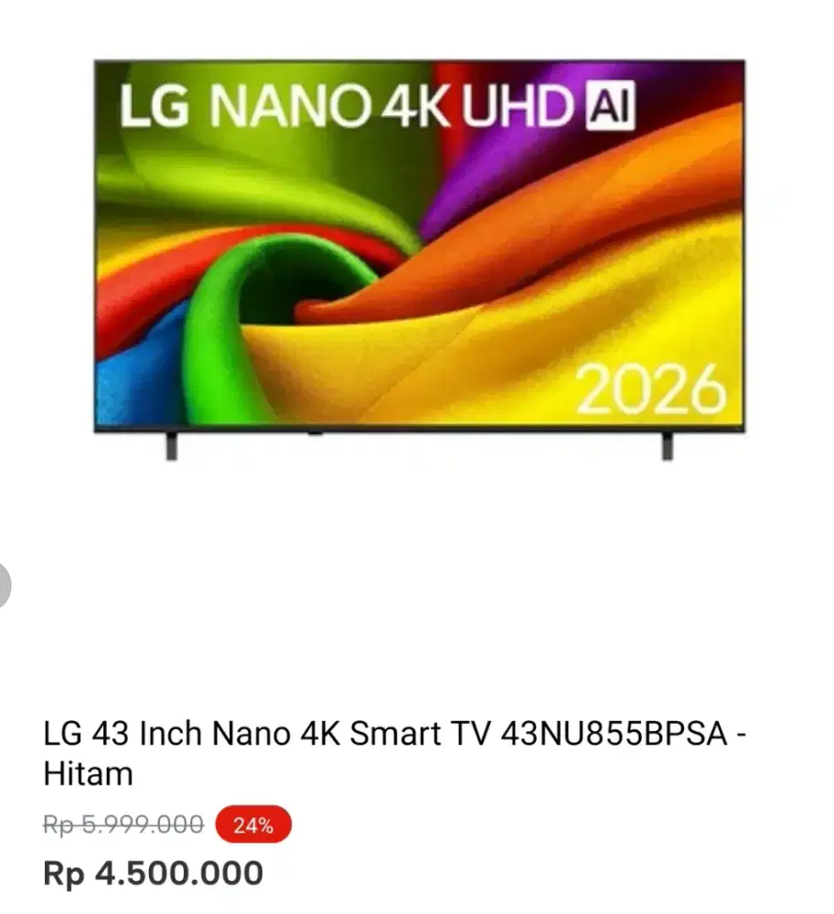 LG 43 INCH LED 4K SMART TV 43NU855BPSA