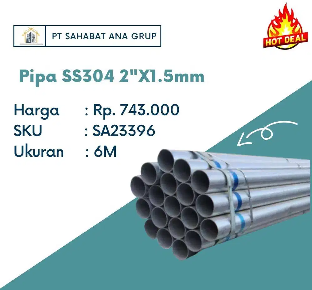Pipa SS304 2X1.5mm