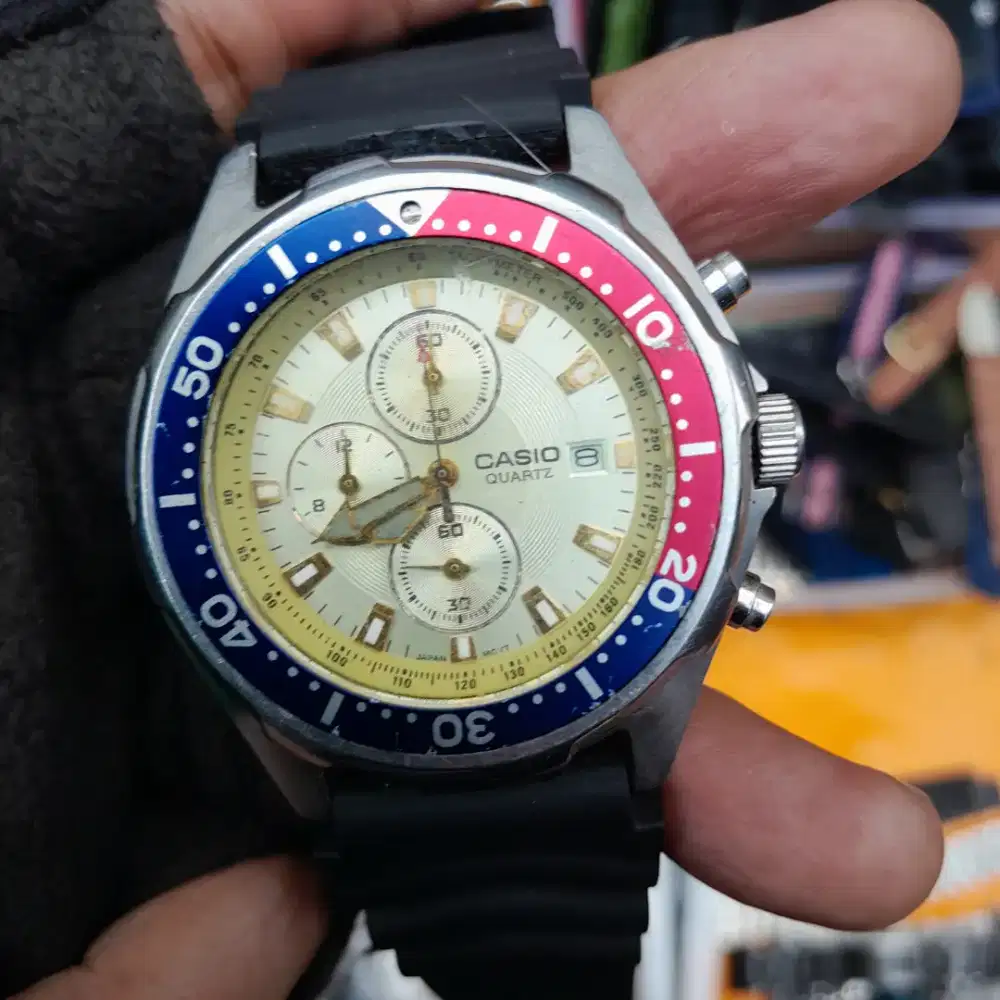 JAM TANGAN CASIO DIVER QUARTZ CHRONO CHRONOGRAPH JADUL LAWAS VINTAGE