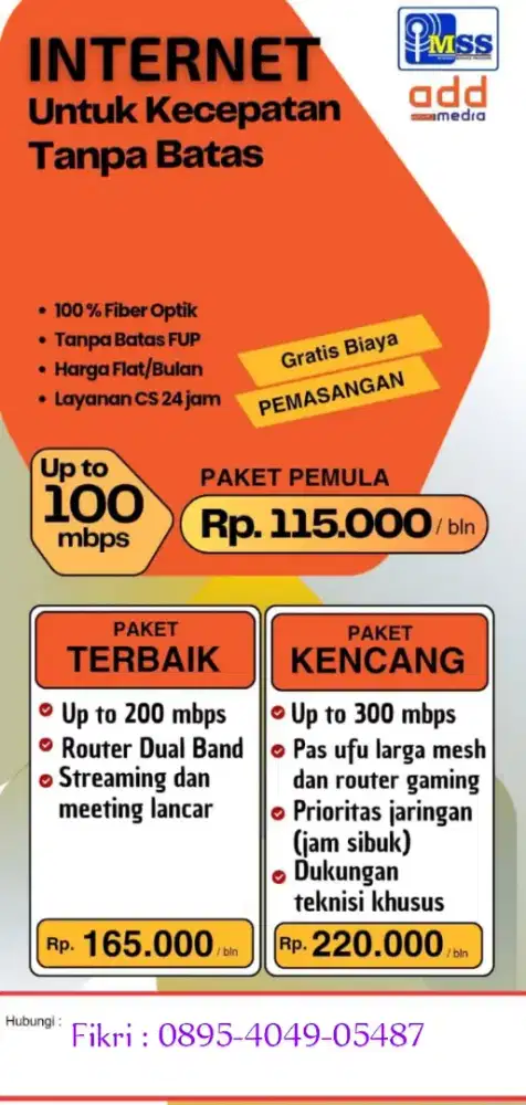 GRATIS PASANG! Internet Rumah 100mbps Cuma 115rb/bln