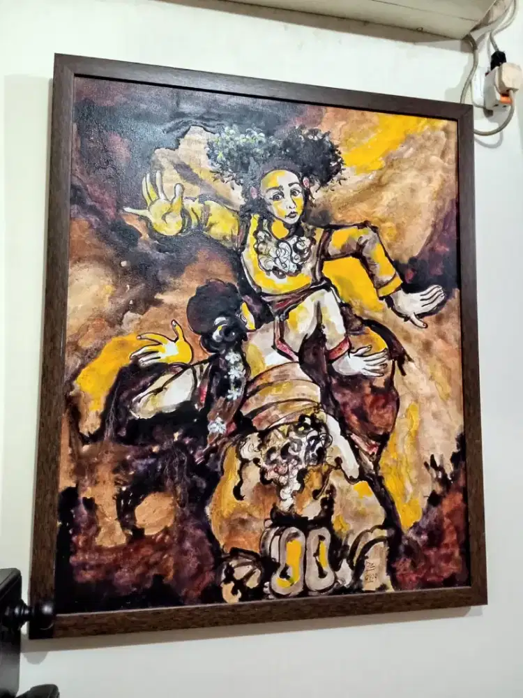 LUKISAN 2 PENARI BALI - TARI KECAK
