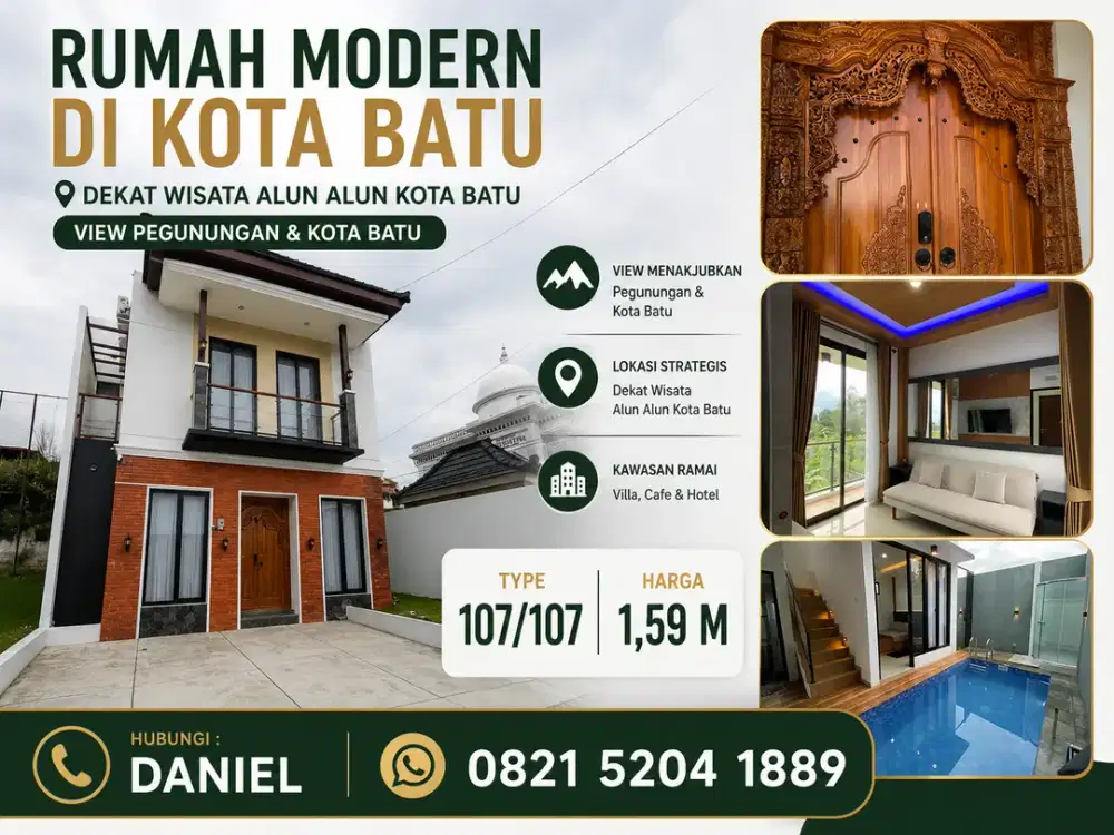 Villa Private Pool Unik di Batu Cicil Inhouse 2 Tahun Tanpa Ribet