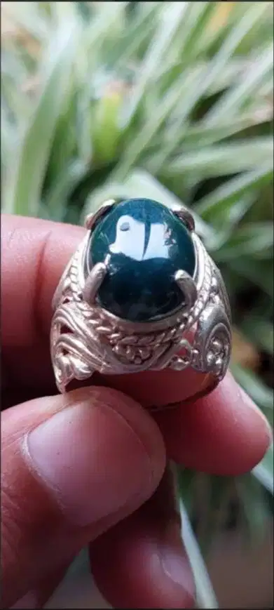 Cincin Batu Lumut Tua Natural