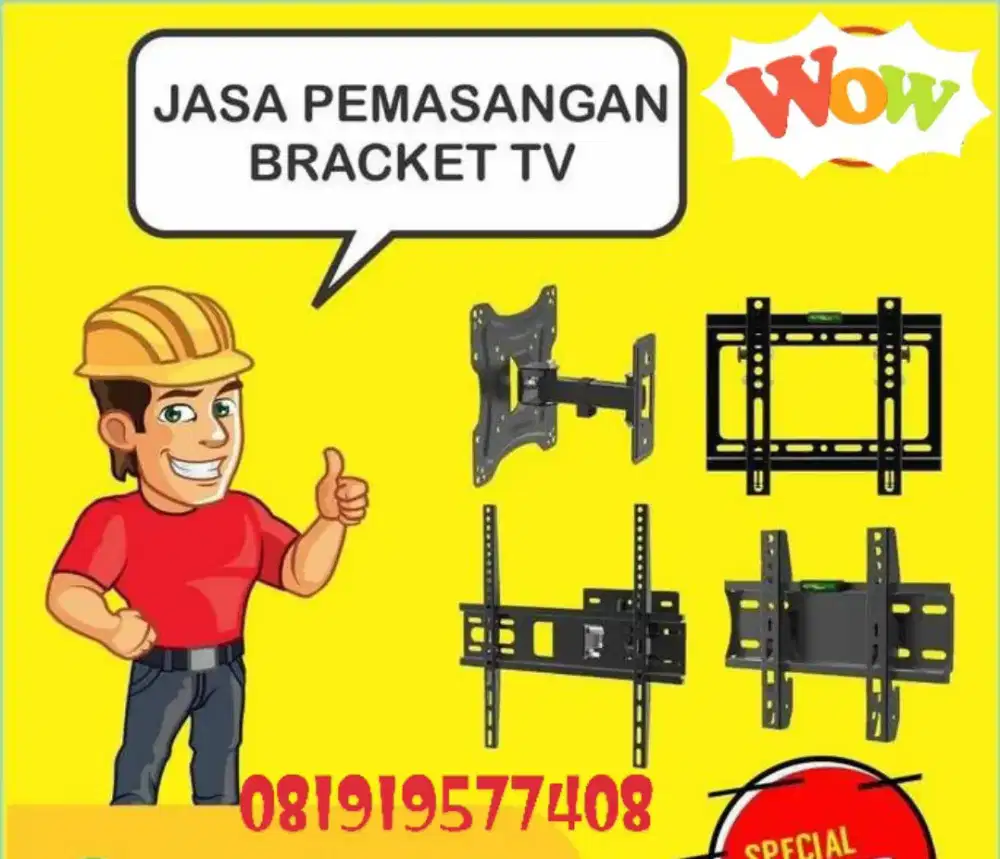 Pasang bracket TV, pasang breket TV, pasang gantungan TV