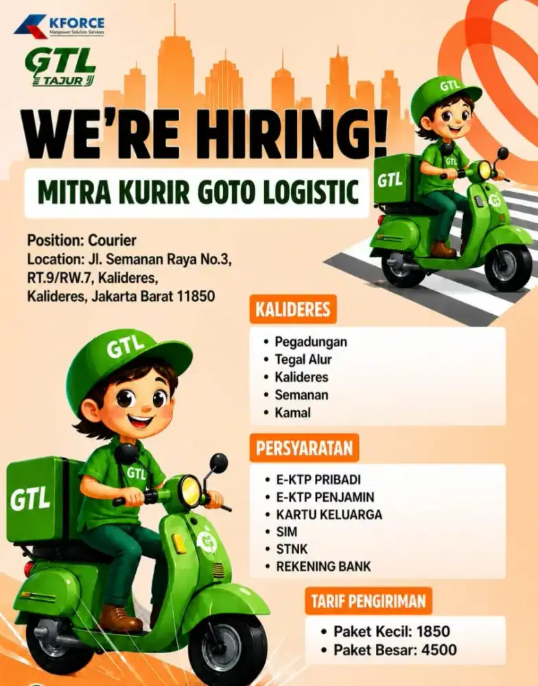 Lowongan kurir expedisi GTL Jabodetabek