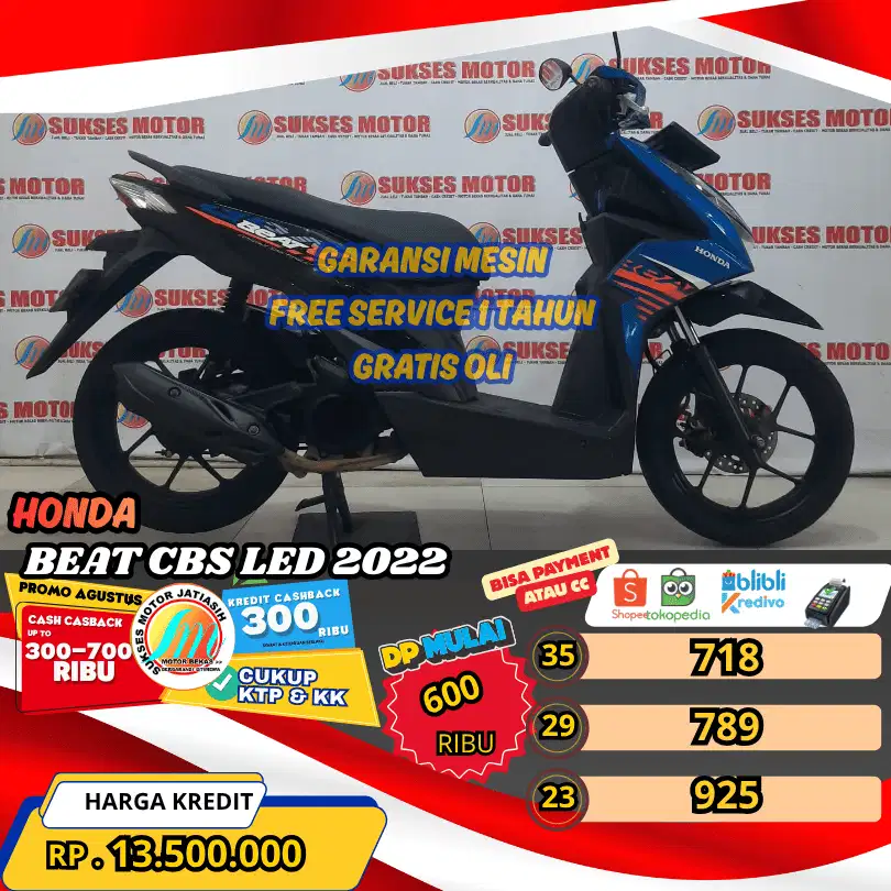 HONDA BEAT CBS 2022 BISA PAYMENT SPYLATER KREDIVO DAN CC(SUKSESMOTOR)