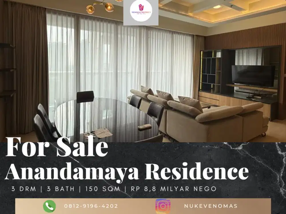 Dijual Apartment Anandamaya Residence 2Br+1 Full Furnished
