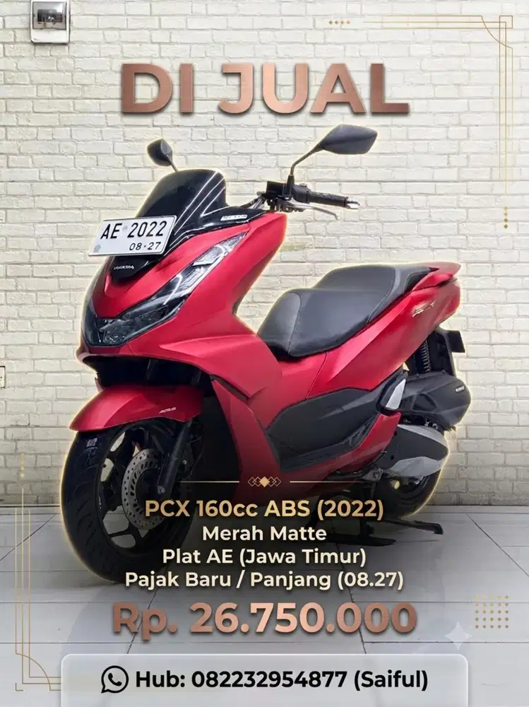 Perfect Condition!!Honda PCX 160cc ABS 2022 Red Matte Mulus-Mustika