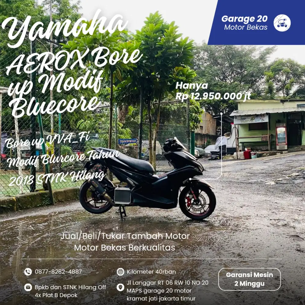 Yamaha Aerox modif bore up vva_fi Tahun 2018 Stnk hilang