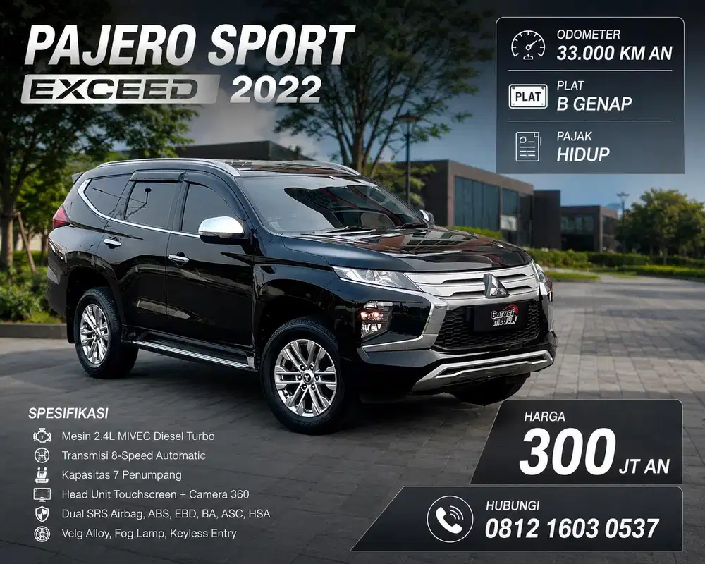 Mitusbishi Pajero Sport Exceed 2022 Antik Low KM Murah Bekas Genap