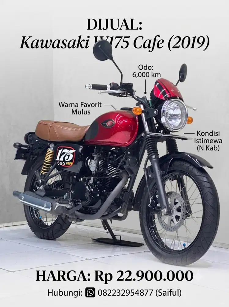 Odo 6rb Istimewa!!Kawasaki W175 Cafe Racer 2019 N Asli Mulus-Mustika