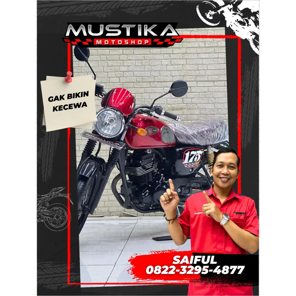 Odo 6rb Simpenan!!Kawasaki W175 Cafe Racer 2019 Red N Asli-Mustika