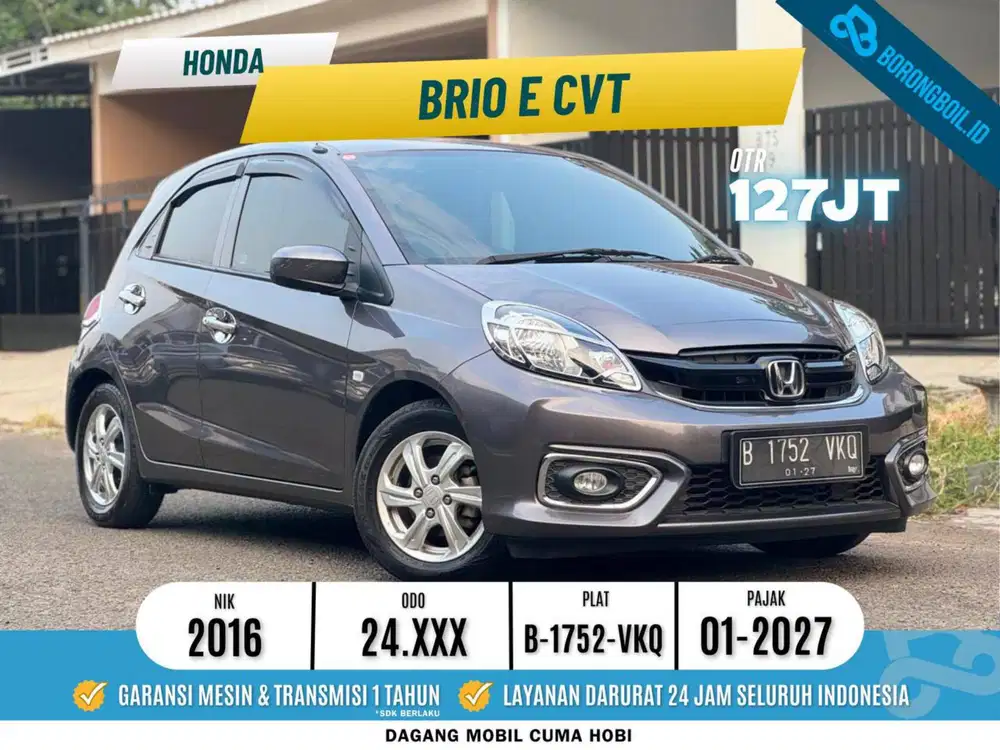 TANGAN PERTAMA! HONDA BRIO E CVT 2016 ABU-ABU