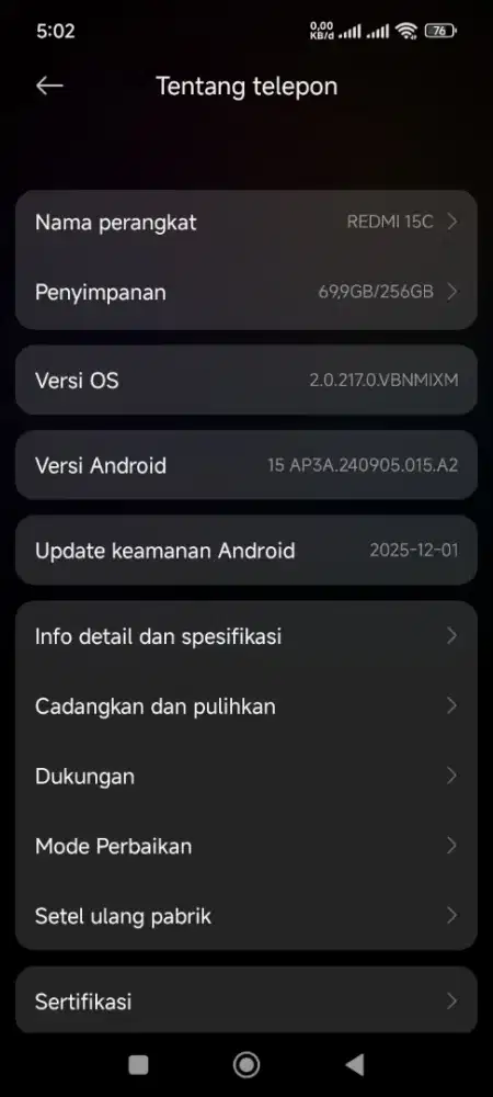 Redmi 15c masih seperti baru