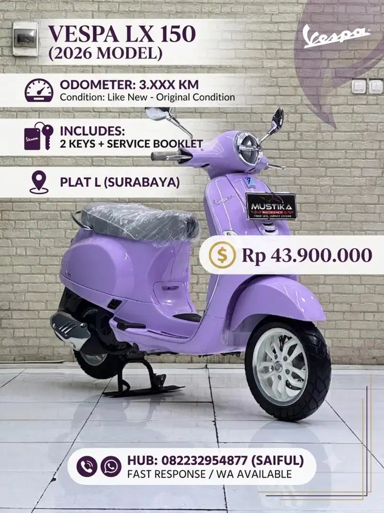 Odo 3rb Simpenan!!Vespa New LX 150cc 2026 Warna Terbaru Mulus-Mustika